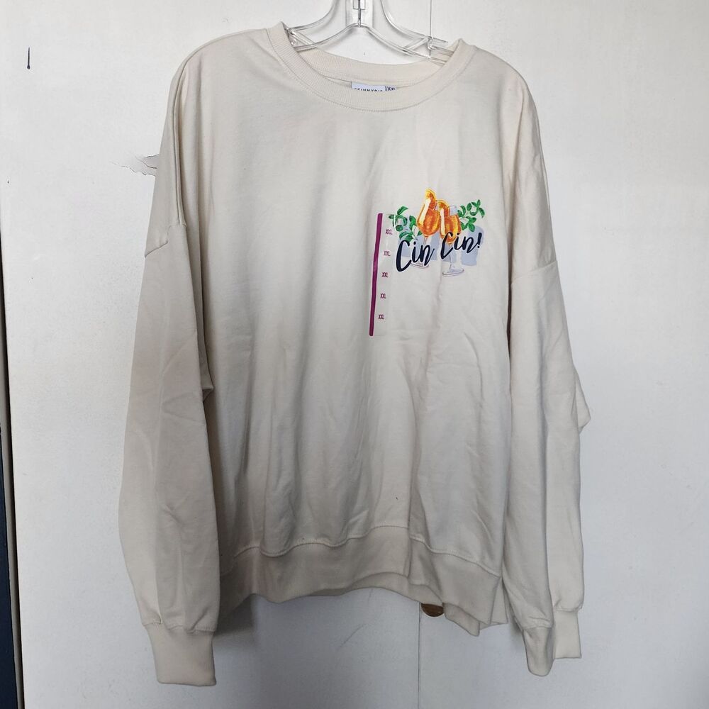 Skinnydip London White Fleece Crewneck Pullover Sweatshirt Graphic Print XXL nwt